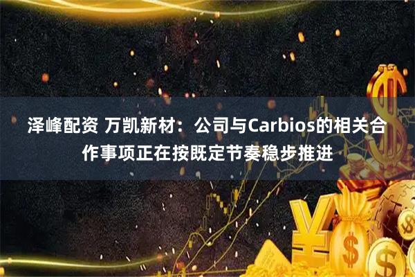泽峰配资 万凯新材：公司与Carbios的相关合作事项正在按既定节奏稳步推进