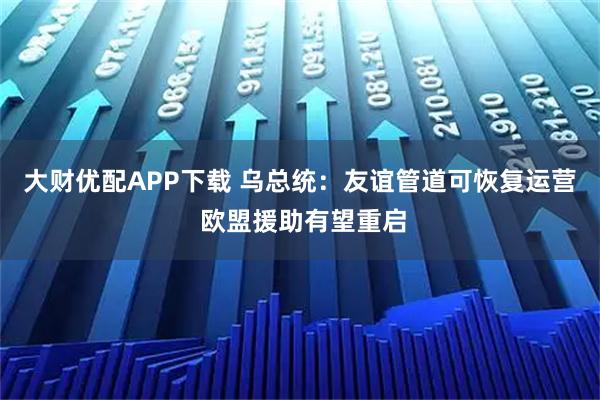 大财优配APP下载 乌总统：友谊管道可恢复运营 欧盟援助有望重启